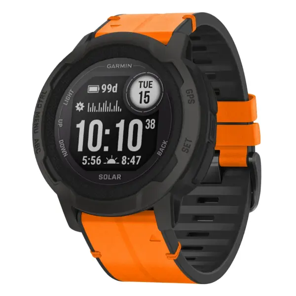 i2.g.r73a.12 Main Tangerine StrapsCo Leather Hybrid Strap QuickFit 22 Watch Band for Garmin Instinct 2