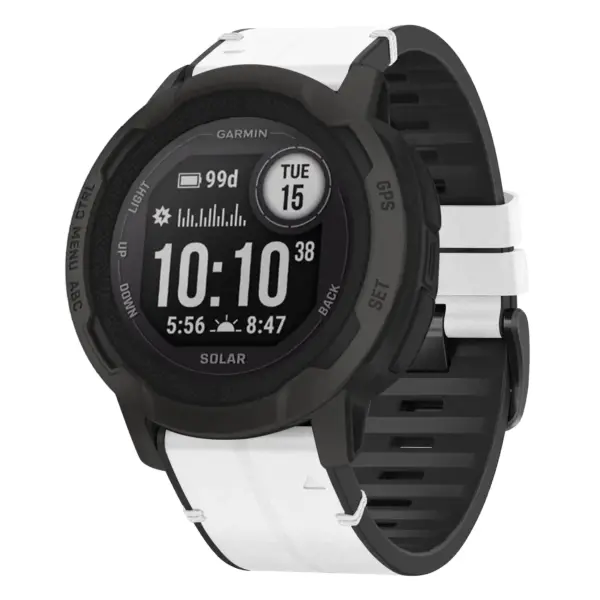 i2.g.r73a.22 Main Arctic StrapsCo Leather Hybrid Strap QuickFit 22 Watch Band for Garmin Instinct 2
