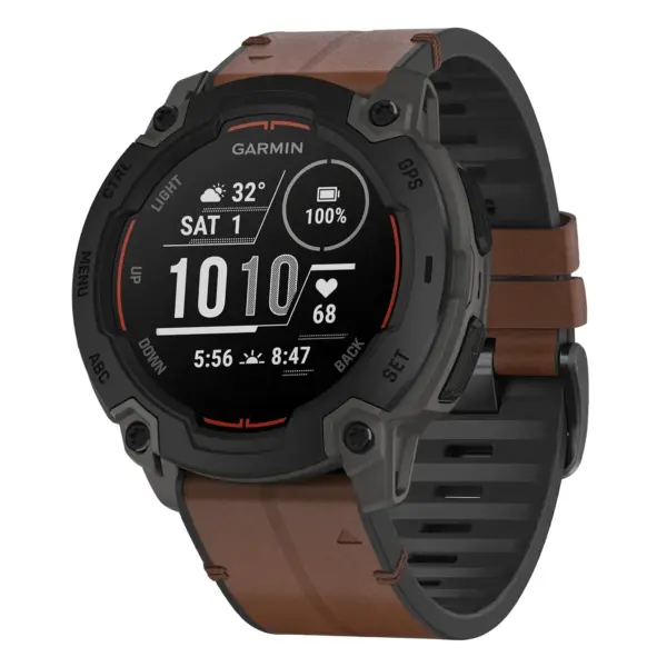ie.g.r73a.2 Main Cigar StrapsCo Leather Hybrid Strap QuickFit 22 Watch Band for Garmin Instinct E – 45mm