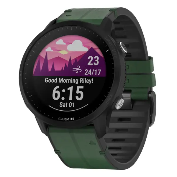 f955.g.r73a.11 Main Forest StrapsCo Leather Hybrid Strap QuickFit 22 Watch Band for Garmin Forerunner 955