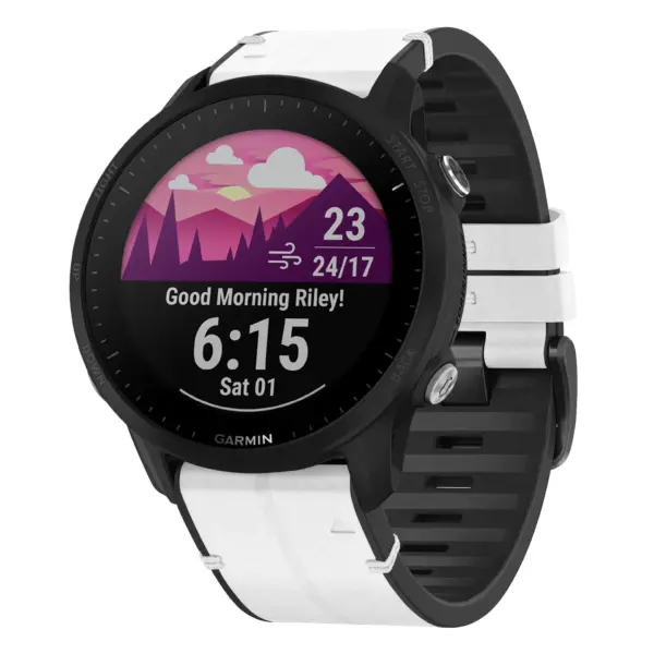 f955.g.r73a.22 Main Arctic StrapsCo Leather Hybrid Strap QuickFit 22 Watch Band for Garmin Forerunner 955