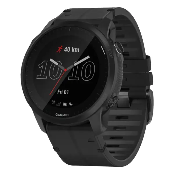 f945.g.r73a.1 Main Obsidian StrapsCo Leather Hybrid Strap QuickFit 22 Watch Band for Garmin Forerunner 945