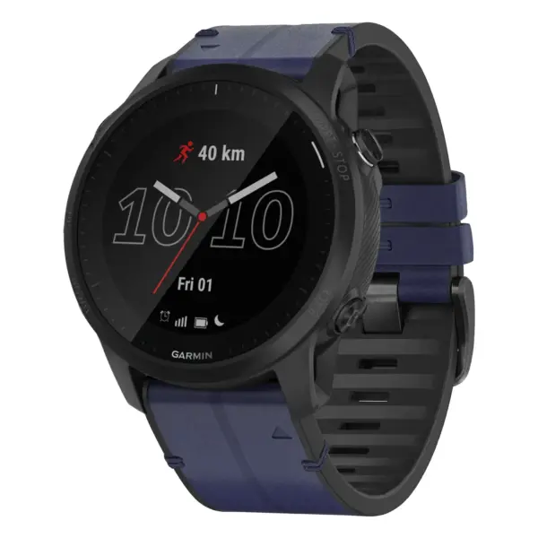f945.g.r73a.5 Main Midnight StrapsCo Leather Hybrid Strap QuickFit 22 Watch Band for Garmin Forerunner 945