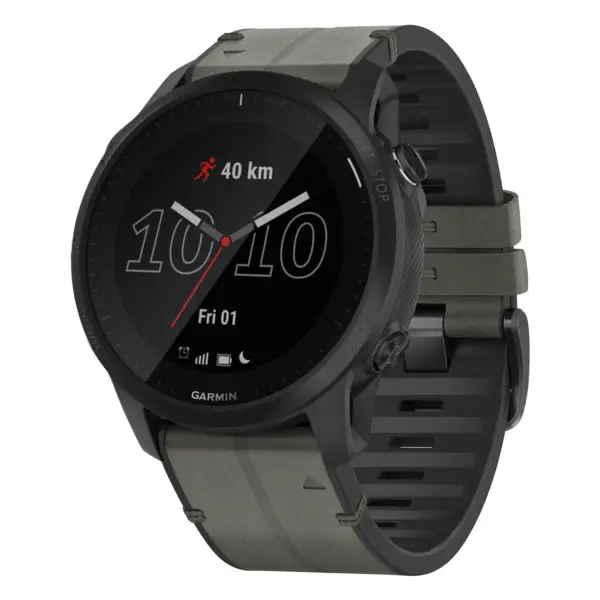 f945.g.r73a.7 Main Slate StrapsCo Leather Hybrid Strap QuickFit 22 Watch Band for Garmin Forerunner 945