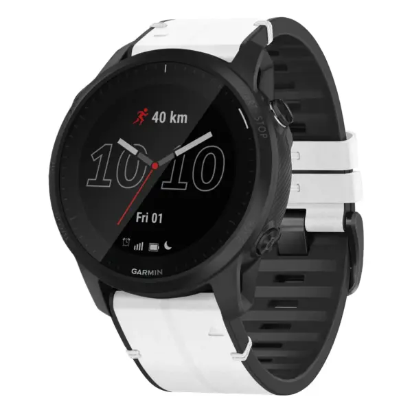 f945.g.r73a.22 Main Arctic StrapsCo Leather Hybrid Strap QuickFit 22 Watch Band for Garmin Forerunner 945