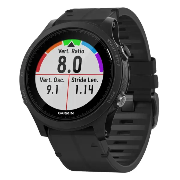 f935.g.r73a.1 Main Obsidian StrapsCo Leather Hybrid Strap QuickFit 22 Watch Band for Garmin Forerunner 935