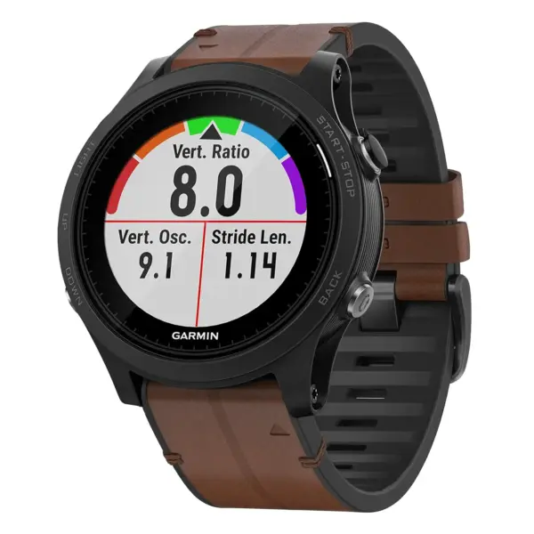 f935.g.r73a.2 Main Cigar StrapsCo Leather Hybrid Strap QuickFit 22 Watch Band for Garmin Forerunner 935