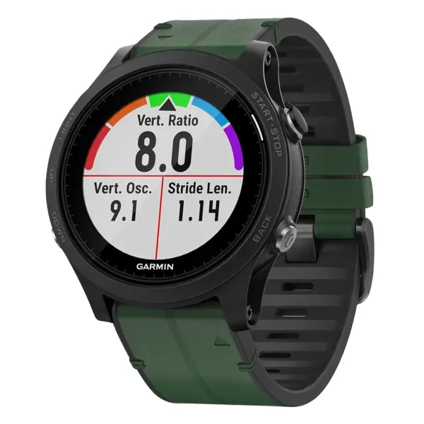 f935.g.r73a.11 Main Forest StrapsCo Leather Hybrid Strap QuickFit 22 Watch Band for Garmin Forerunner 935