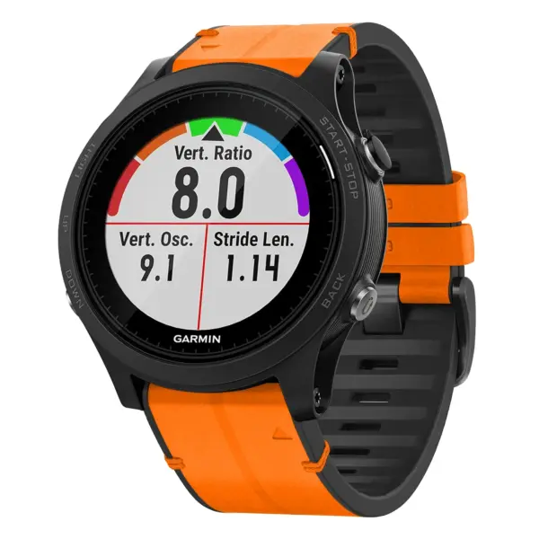 f935.g.r73a.12 Main Tangerine StrapsCo Leather Hybrid Strap QuickFit 22 Watch Band for Garmin Forerunner 935