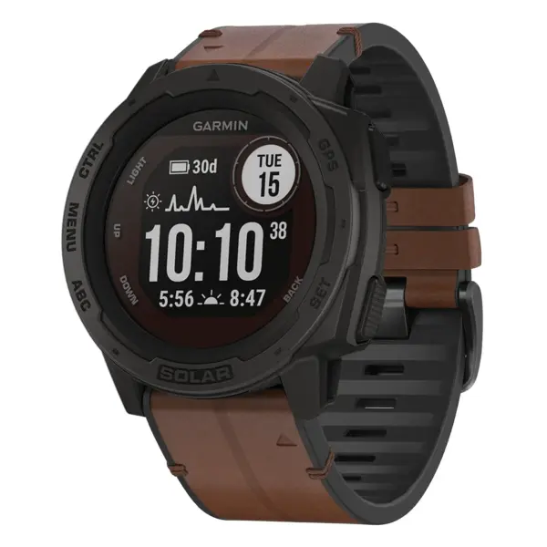 i.g.r73a.2 Main Cigar StrapsCo Leather Hybrid Strap QuickFit 22 Watch Band for Garmin Instinct