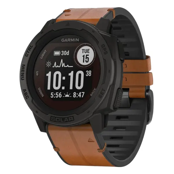 i.g.r73a.2a Main Coffee StrapsCo Leather Hybrid Strap QuickFit 22 Watch Band for Garmin Instinct