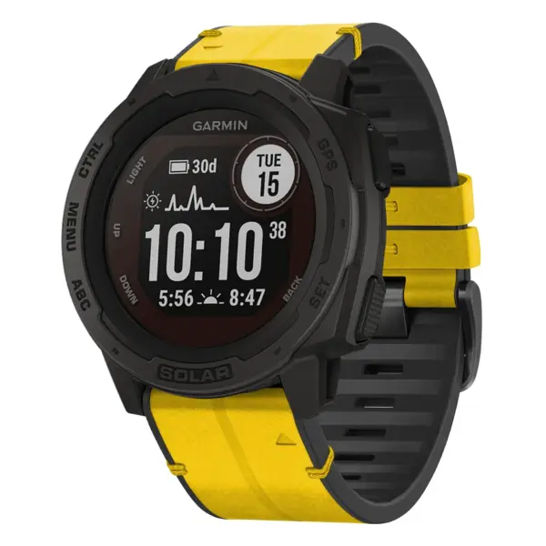 i.g.r73a.10 Main Solar StrapsCo Leather Hybrid Strap QuickFit 22 Watch Band for Garmin Instinct