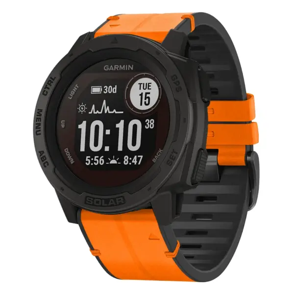 i.g.r73a.12 Main Tangerine StrapsCo Leather Hybrid Strap QuickFit 22 Watch Band for Garmin Instinct