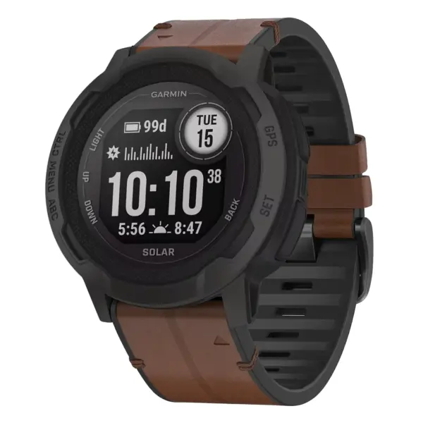 i2x.g.r65a.2 Main Cigar StrapsCo Leather Hybrid Strap QuickFit 26 Watch Band for Garmin Instinct 2X