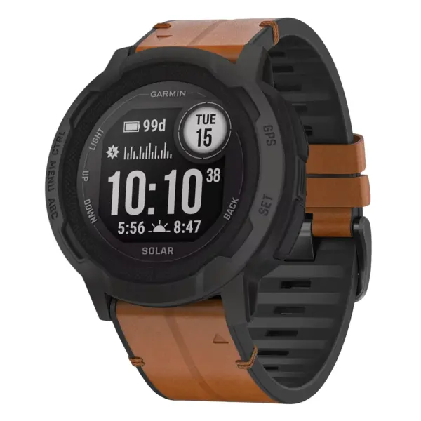 i2x.g.r65a.2a Main Coffee StrapsCo Leather Hybrid Strap QuickFit 26 Watch Band for Garmin Instinct 2X