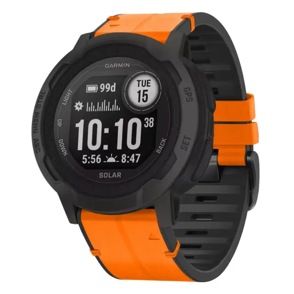 i2x.g.r65a.12 Main Tangerine StrapsCo Leather Hybrid Strap QuickFit 26 Watch Band for Garmin Instinct 2X