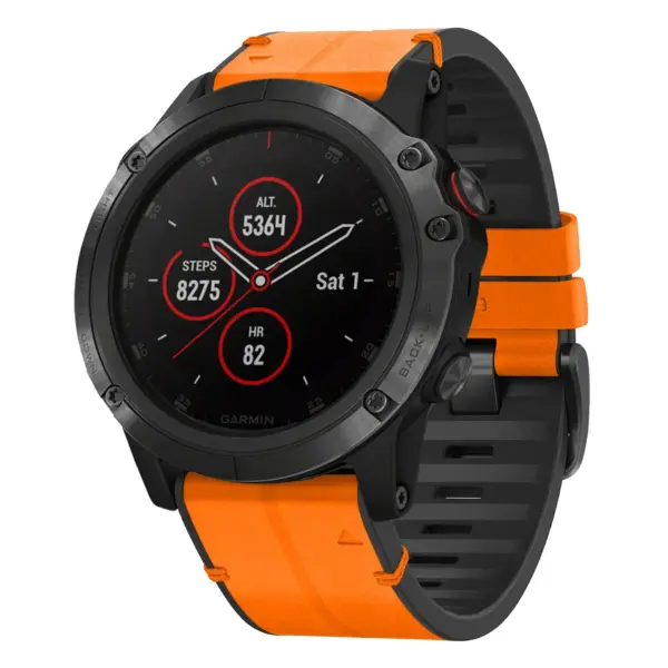 f6x.g.r65a.12 Main Tangerine StrapsCo Leather Hybrid Strap QuickFit 26 Watch Band for Garmin Fenix 6X