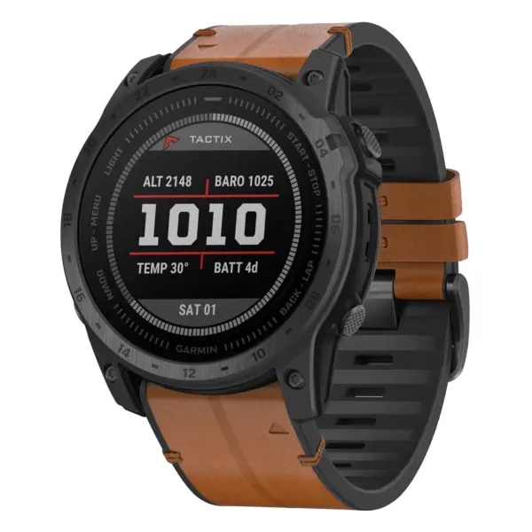 t7.g.r65a.2a Main Coffee StrapsCo Leather Hybrid Strap QuickFit 26 Watch Band for Garmin Tactix 7