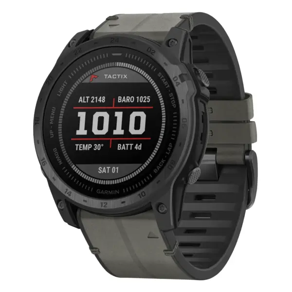 t7.g.r65a.7 Main Slate StrapsCo Leather Hybrid Strap QuickFit 26 Watch Band for Garmin Tactix 7