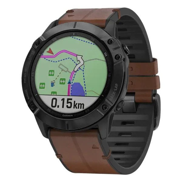 g.r73a.2 Main Cigar StrapsCo Leather Hybrid Strap QuickFit 22 Watch Band for Garmin Watch