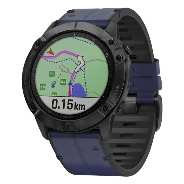 g.r73a.5 Main Midnight StrapsCo Leather Hybrid Strap QuickFit 22 Watch Band for Garmin Watch