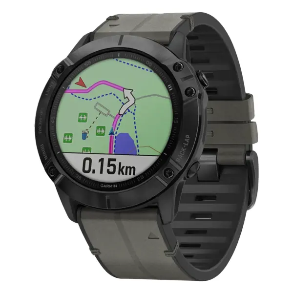 g.r73a.7 Main Slate StrapsCo Leather Hybrid Strap QuickFit 22 Watch Band for Garmin Watch