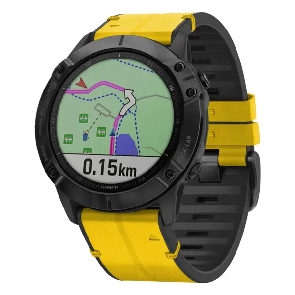 g.r73a.10 Main Solar StrapsCo Leather Hybrid Strap QuickFit 22 Watch Band for Garmin Watch