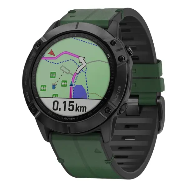g.r73a.11 Main Forest StrapsCo Leather Hybrid Strap QuickFit 22 Watch Band for Garmin Watch