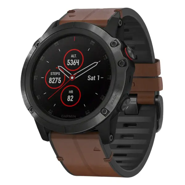 f5x.g.r65a.2 Main Cigar StrapsCo Leather Hybrid Strap QuickFit 26 Watch Band for Garmin Fenix 5X & 5X Plus