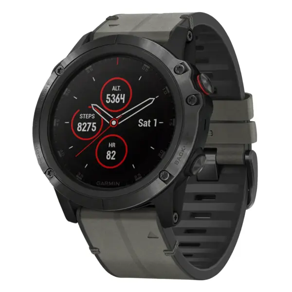 f5x.g.r65a.7 Main Slate StrapsCo Leather Hybrid Strap QuickFit 26 Watch Band for Garmin Fenix 5X & 5X Plus