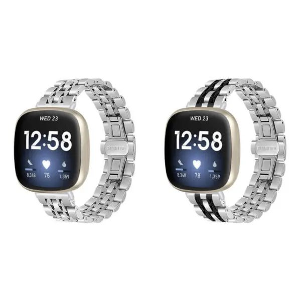 fb.m133 All Color 2 StrapsCo Stainless Steel Bracelet Watch Band w Hidden Clasp for Fitbit Versa 3