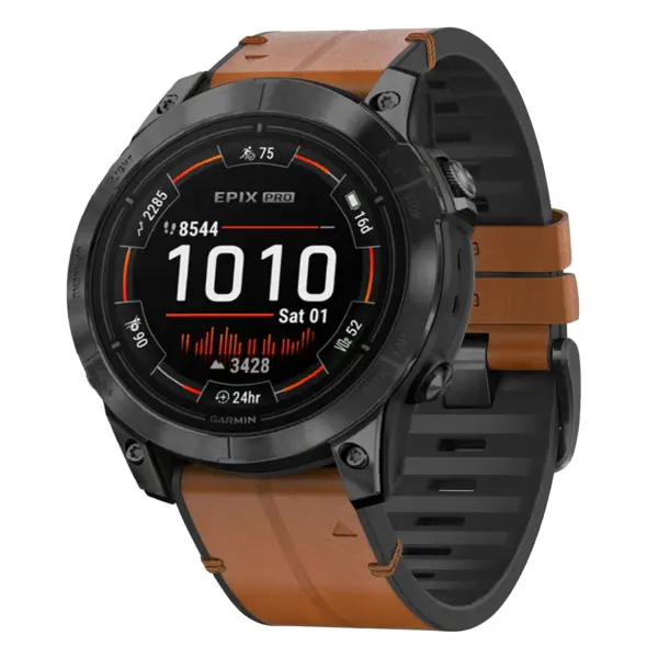 ep.g.r73a.2a Main Coffee StrapsCo Leather Hybrid Strap QuickFit 22 Watch Band for Garmin Epix Pro – 47mm