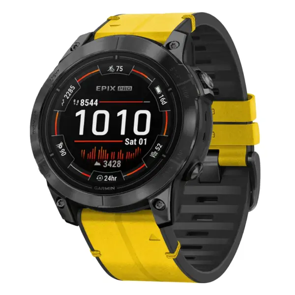 ep.g.r73a.10 Main Solar StrapsCo Leather Hybrid Strap QuickFit 22 Watch Band for Garmin Epix Pro – 47mm