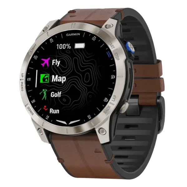 as70.g.r73a.2 Main Cigar StrapsCo Leather Hybrid Strap QuickFit 22 Watch Band for Garmin Approach S70 – 47mm