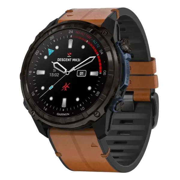 dmk3i.g.r65a.2a Main Coffee StrapsCo Leather Hybrid Strap QuickFit 26 Watch Band for Garmin Descent Mk3i – 51mm