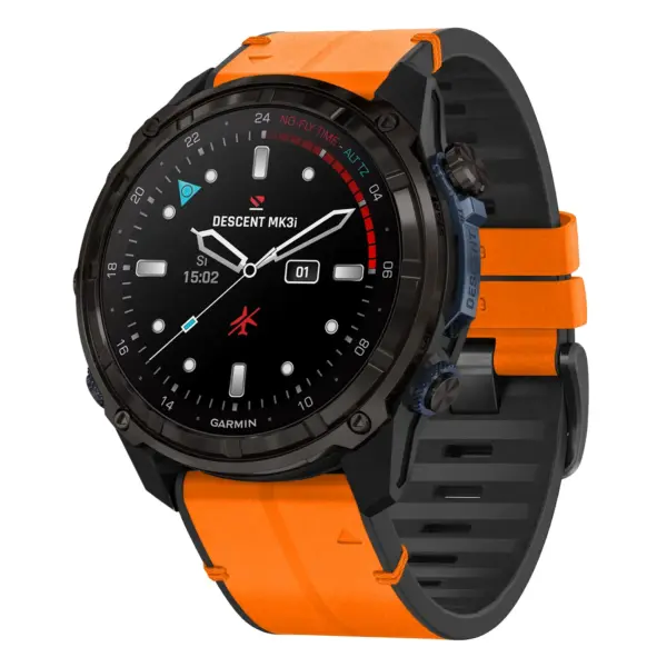 dmk3i.g.r65a.12 Main Tangerine StrapsCo Leather Hybrid Strap QuickFit 26 Watch Band for Garmin Descent Mk3i – 51mm