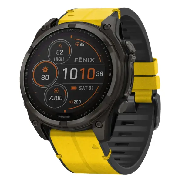 f8.g.r73a.10 Main Solar StrapsCo Leather Hybrid Strap QuickFit 22 Watch Band for Garmin Fenix 8 & 8 Pro – 47mm