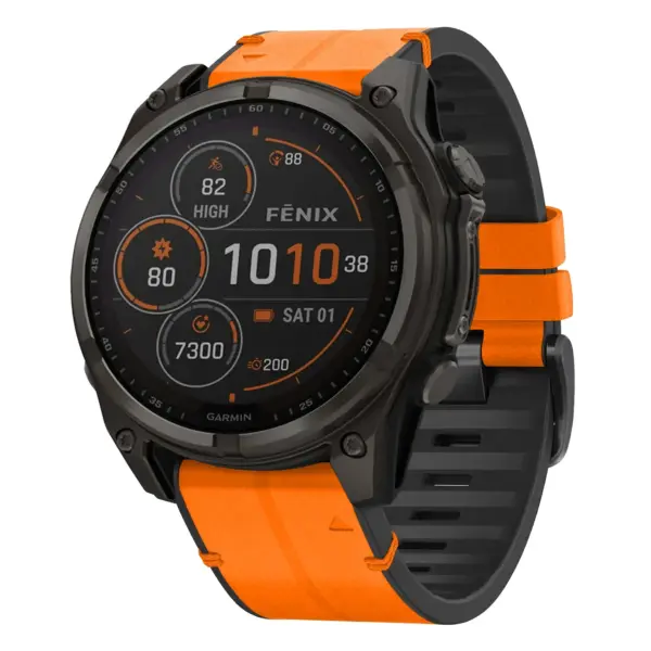 f8.g.r73a.12 Main Tangerine StrapsCo Leather Hybrid Strap QuickFit 22 Watch Band for Garmin Fenix 8 & 8 Pro – 47mm