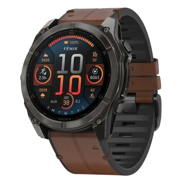 f8.g.r65a.2 Main Cigar StrapsCo Leather Hybrid Strap QuickFit 26 Watch Band for Garmin Fenix 8 & 8 Pro – 51mm