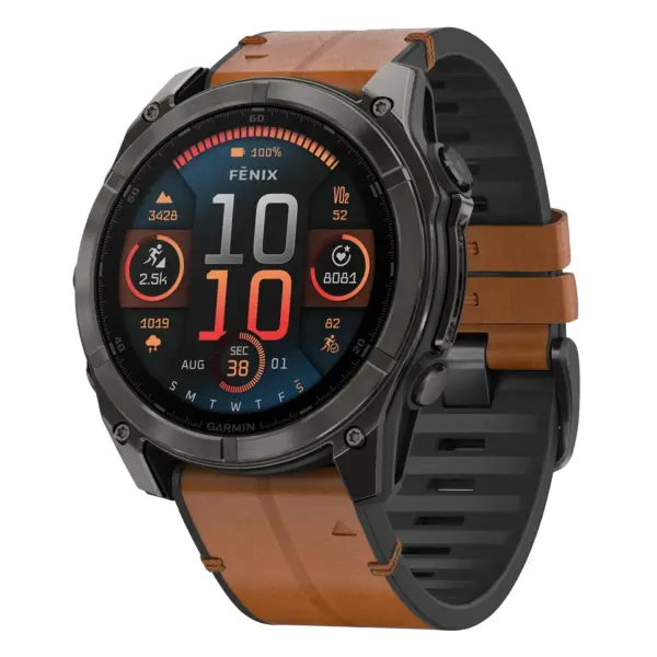 f8.g.r65a.2a Main Coffee StrapsCo Leather Hybrid Strap QuickFit 26 Watch Band for Garmin Fenix 8 & 8 Pro – 51mm