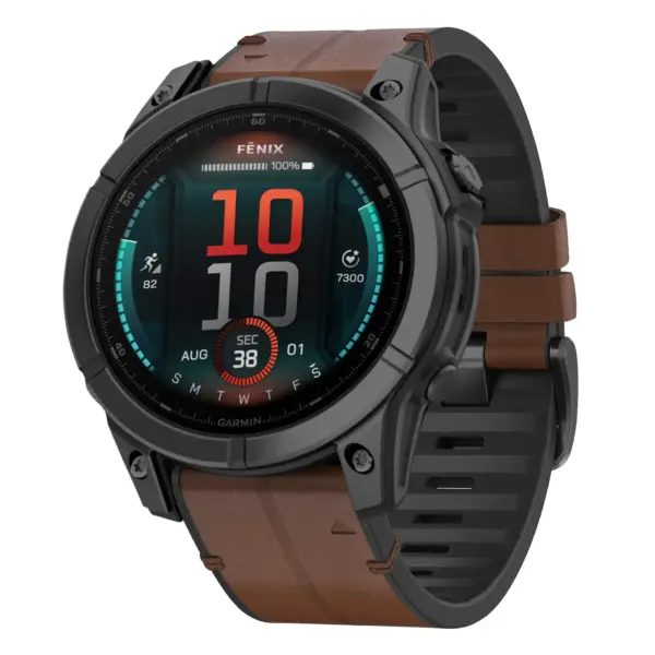 fe.g.r73a.2 Main Cigar StrapsCo Leather Hybrid Strap QuickFit 22 Watch Band for Garmin Fenix E