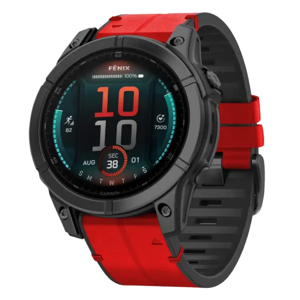 fe.g.r73a.6 Main Blaze StrapsCo Leather Hybrid Strap QuickFit 22 Watch Band for Garmin Fenix E