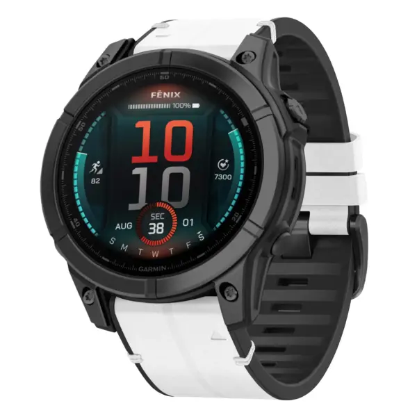 fe.g.r73a.22 Main Arctic StrapsCo Leather Hybrid Strap QuickFit 22 Watch Band for Garmin Fenix E