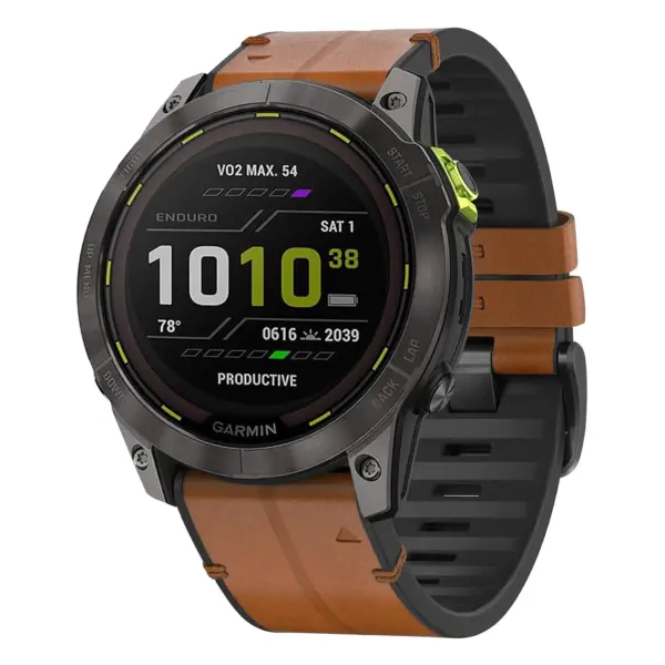 ed3.g.r65a.2a Main Coffee StrapsCo Leather Hybrid Strap QuickFit 26 Watch Band for Garmin Enduro 3