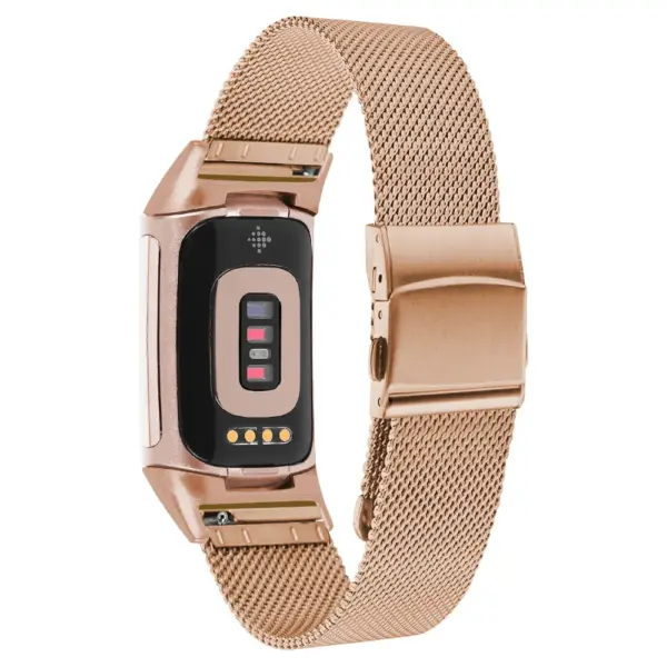 m111 Rose Gold StrapsCo Pro Mesh Stainless Steel Watch Band Strap for Fitbit Charge 5 & 6