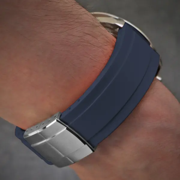 fk27.5.bs Navy Blue Wrist DASSARI Gridline Cut To Size Daytona Style FKM Rubber Watch Band Strap 20mm 22mm