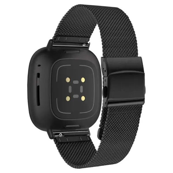 m111 Black StrapsCo Pro Mesh Stainless Steel Watch Band Strap for Fitbit Sense & Versa 3