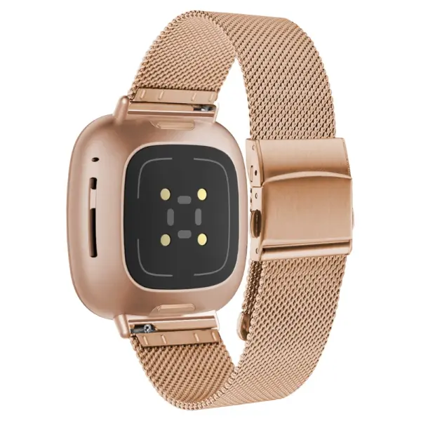 m111 Rose Gold StrapsCo Pro Mesh Stainless Steel Watch Band Strap for Fitbit Sense & Versa 3
