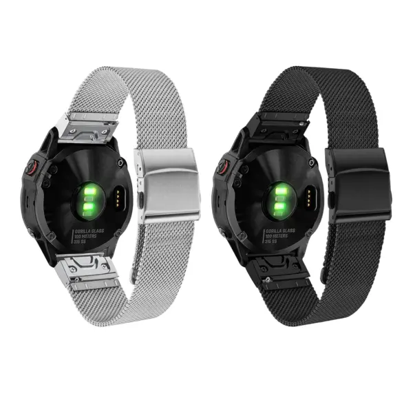 m111 All Color StrapsCo Pro Mesh Stainless Steel Watch Band Strap for Garmin Watches Silver and Black