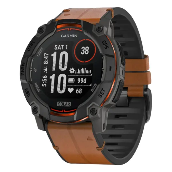 i3.g.r65a.2a Main Coffee StrapsCo Leather Hybrid Strap QuickFit 26 Watch Band for Garmin Instinct 3 – 50mm